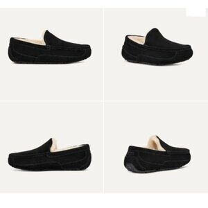 UGG Australia Ascot Leather Sheepskin Slippers Moccasins Black Men's Size 10